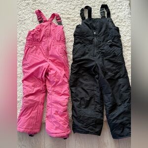 Pink and black Snow Bib Overalls 
Size 6 and size small